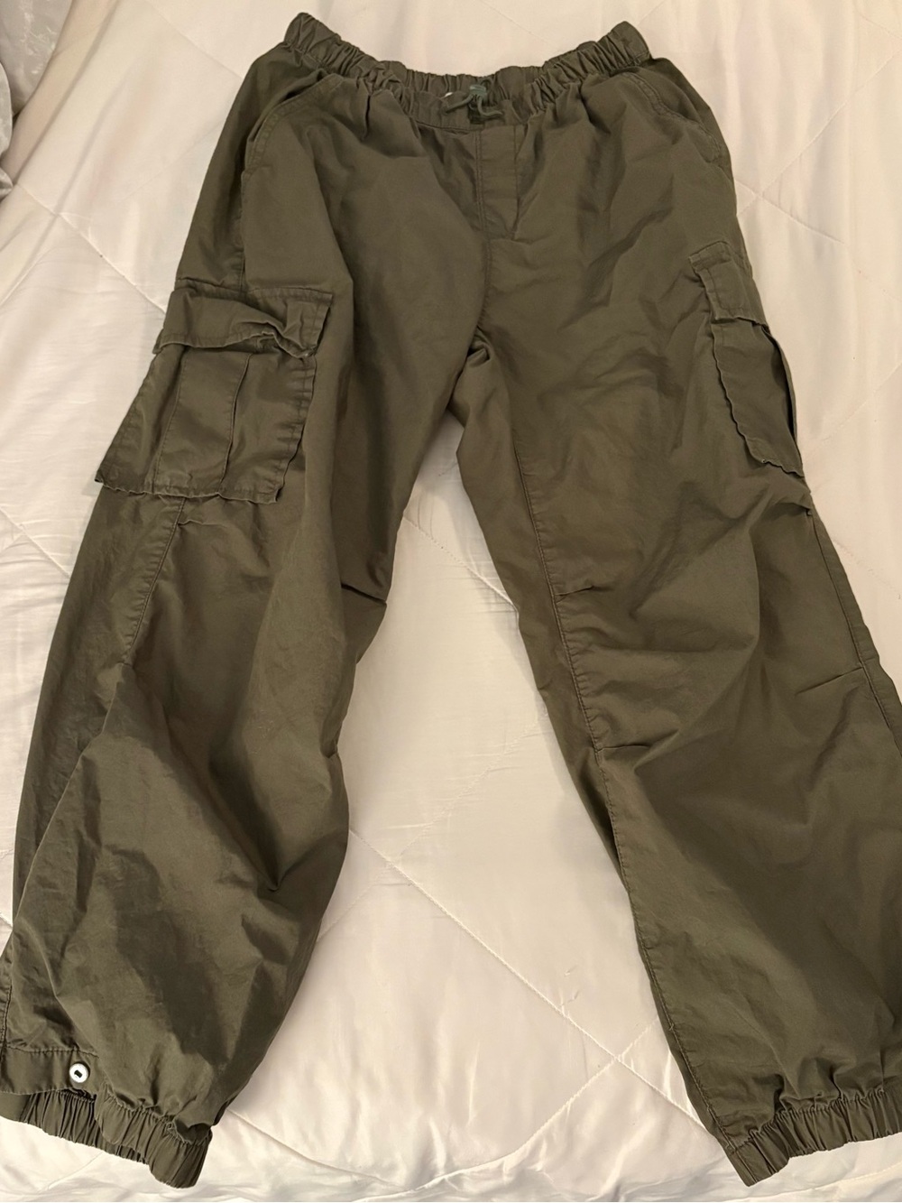 Kids Olive Cargo Jogger Pants - Utility Pocket Style